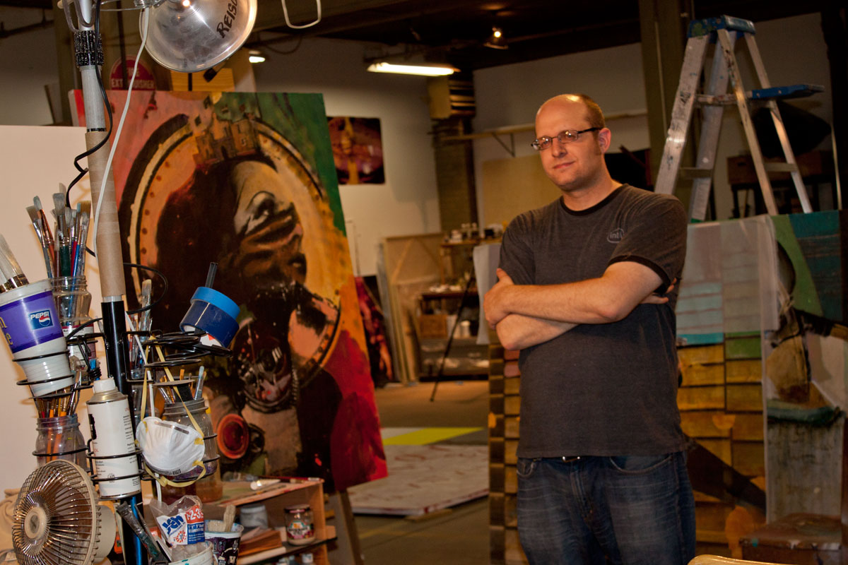 Artist Jon Reischl in his studio.